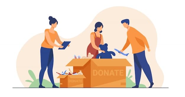 Volunteers sorting donation items for TerraPlus Ghana